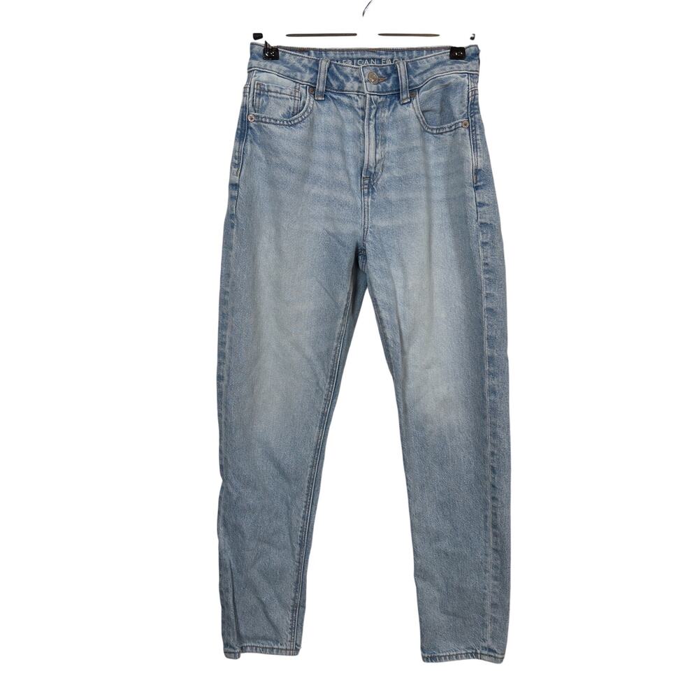 American Eagle Mom Jeans Womens 00S Blue High Rise Light Wash Tapered